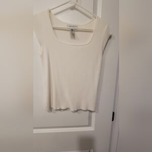 Nine West Cream Ribbed Tank Top